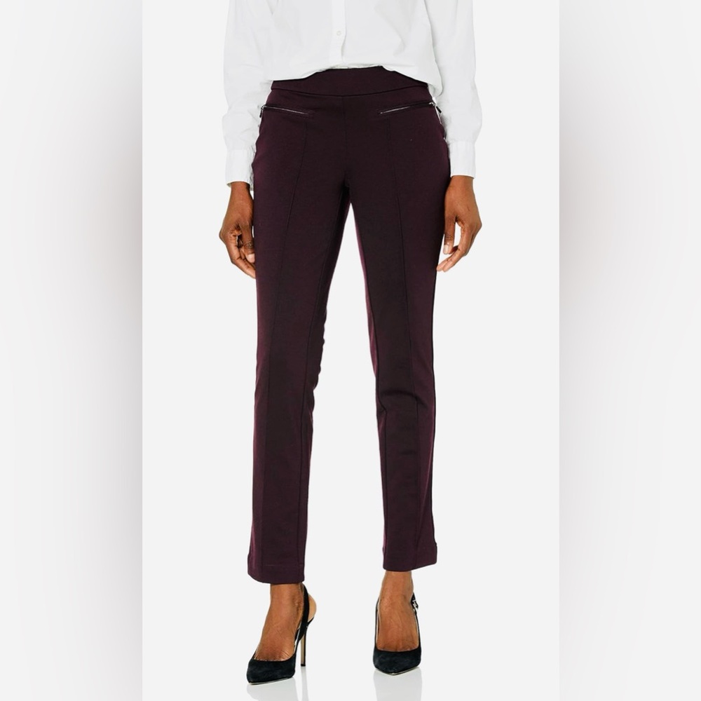 BNWT Rafaella Ponte Knit Slim Leg Pant Comfort Fit in Deep Vintage Wine Color